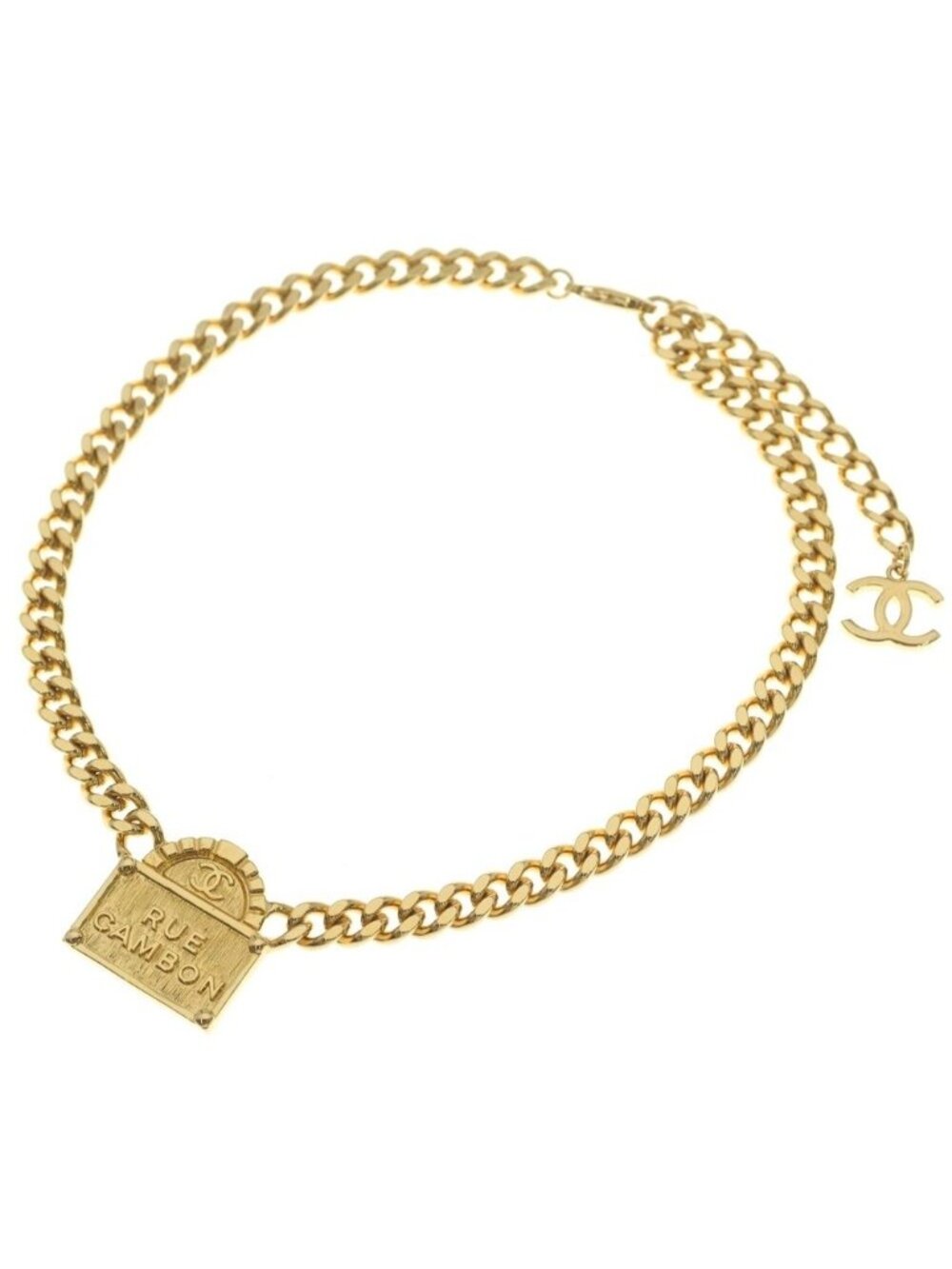 Chanel Rue Cambon Logo Chain Necklace Gold - Picture 2 of 6